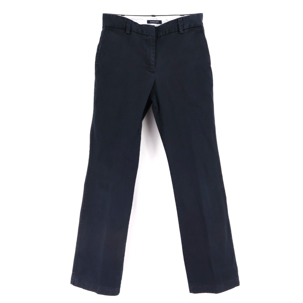 Lands' End Trouser Pants Womens Size‎ 2 Dark Blue Cotton Blend Mid Rise Pockets